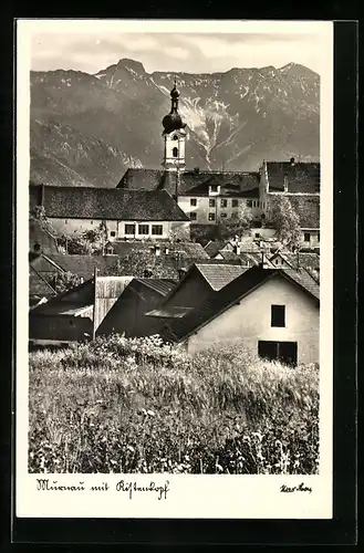 AK Murnau, Ortsansicht mit Berg