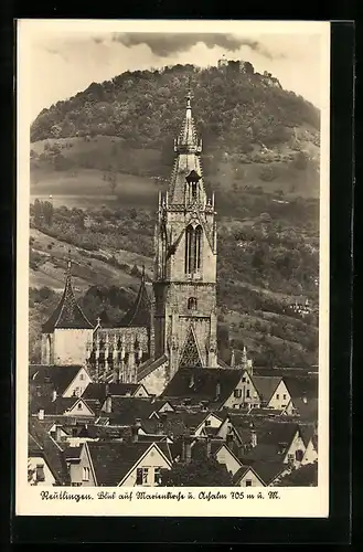 AK Reutlingen, Marienkirche und Achalm aus der Vogelschau