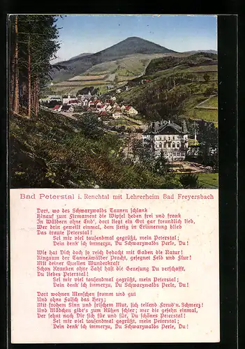 AK Bad Peterstal /Renchtal, Ortsansicht mit Lehrerheim Bad Freyersbach
