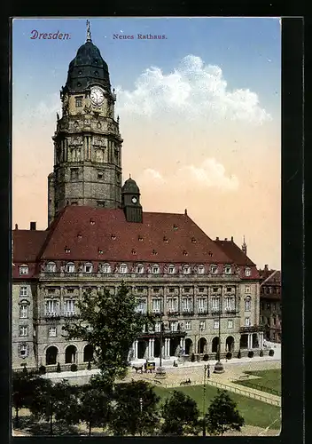 AK Dresden, Neues Rathaus aus der Vogelschau
