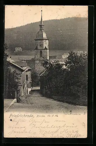 AK Friedrichroda, Strassenpartie zur Kirche