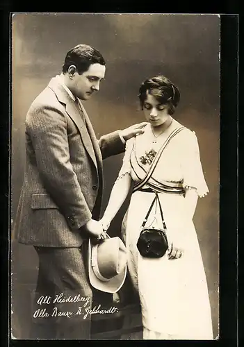 AK Operette Alt-Heidelberg, Schauspielerin Alla Bauer und Schauspieler K. Gebhardt