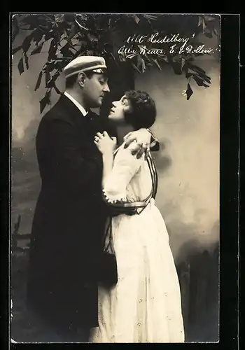 AK Operette Alt-Heidelberg, Schauspielerin Alla Bauer und Schauspieler E. v. Dollen