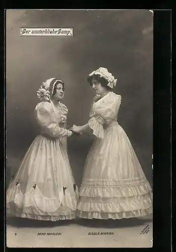 AK Schauspielerinnen Mimi Marlow und Gisela Marion in der Operette Der unsterbliche Lump