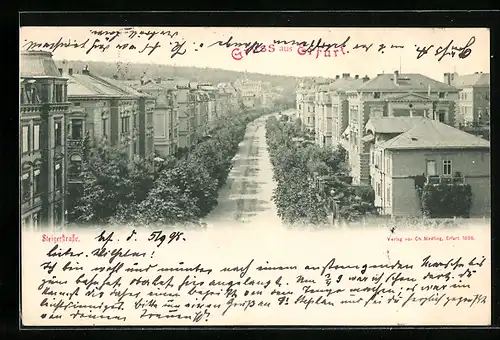 AK Erfurt, Blick von oben in die Steigerstrasse