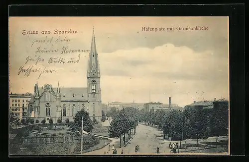 AK Berlin-Spandau, Hafenplatz mit Garnisonkirche