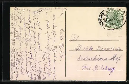 AK Neidenstein, Blick über die Wiese auf den Ort