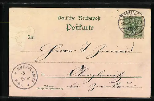 Lithographie Berlin, das National-Denkmal Kaiser Wilhelm I., Monarchenportraits