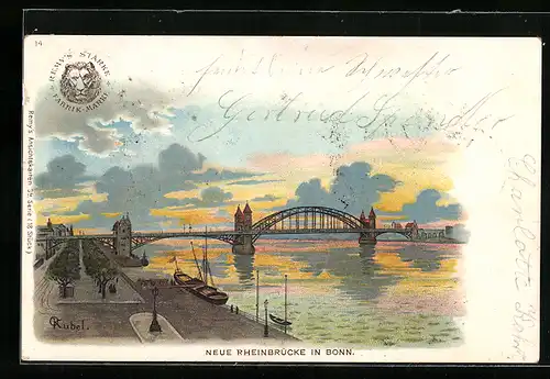 Lithographie Bonn, Neue Rheinbrücke