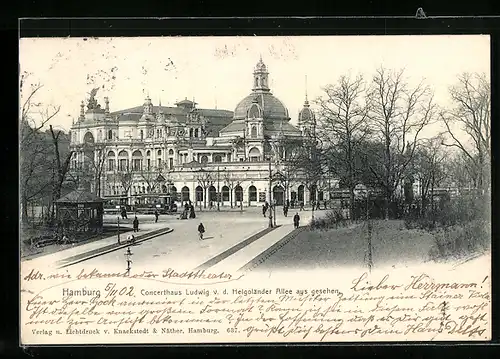 AK Hamburg-St. Pauli, Konzerthaus Ludwig v.d. Helgoländer Allee gesehen