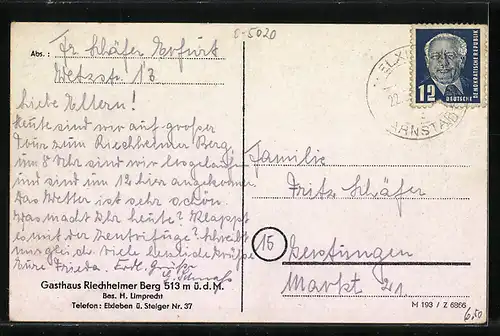 AK Elleben-Riechheim, Gasthaus Riechheimer Berg v. H. Limprecht