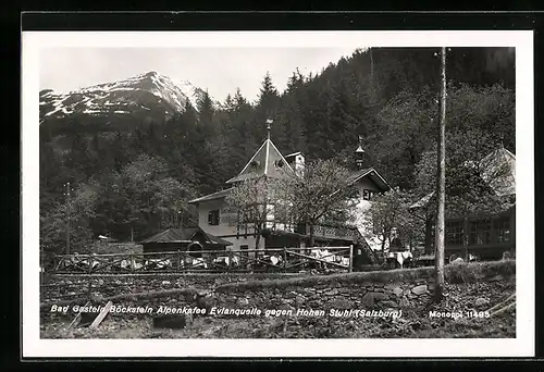 AK Bad Gastein-Böckstein, Alpencafe Evianquelle gegen Hohen Stuhl