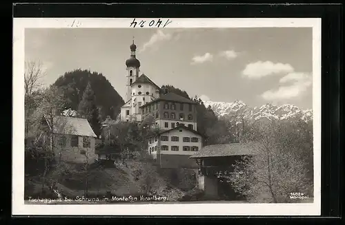 AK Tschagguns b. Schruns, Ortspartie mit Kirche