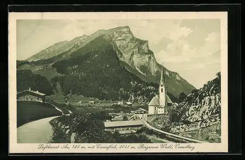 AK Au /Bregenzer Wald /Vorarlberg, Ortspartie mit Kirche und Canisfluh