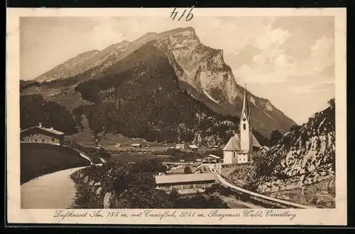 AK Au /Bregenzer Wald /Vorarlberg, Ortspartie mit Kirche und Canisfluh