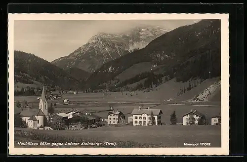 AK Hochfilzen, Ortsansicht gegen Loferer Steinberge