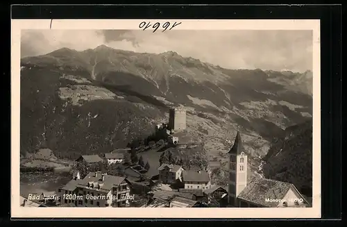AK Bad Ladis /Oberinntal, Ortsansicht mit Burg und Bergpanorama