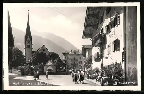 AK Mayrhofen, Ortspartie am Gasthof zum Stern / Post