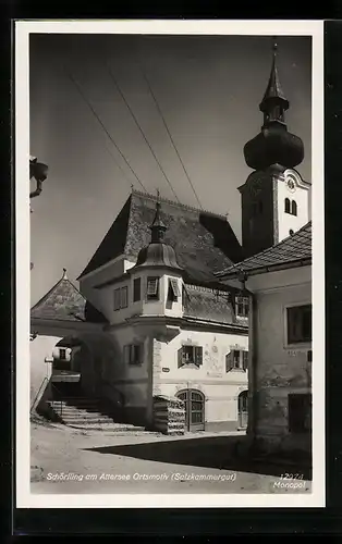 AK Schörfling a. Attersee, Ortspartie an der Kirche