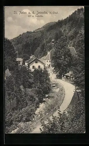 AK St. Anton a. d. Jessnitz, Strassenpartie aus der Vogelschau