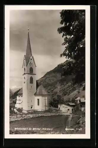 AK Mörtschach im Mölltal, Ortspartie an der Kirche