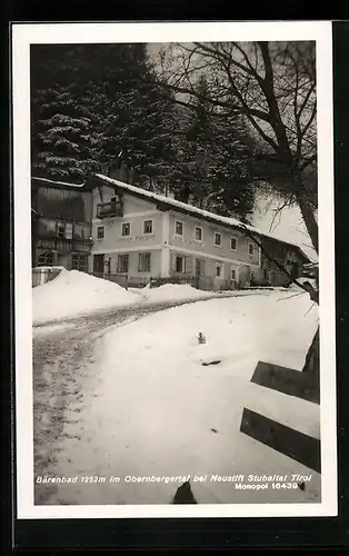 AK Bärenbad b. Neustift, Winterlandschaft vor dem Gasthaus Bärenbad