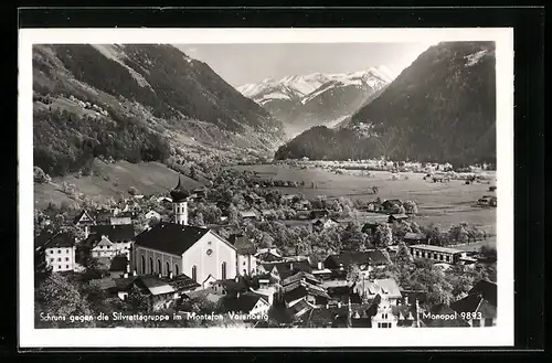 AK Schruns, Ansicht mit Silvrettagruppe im Montafon
