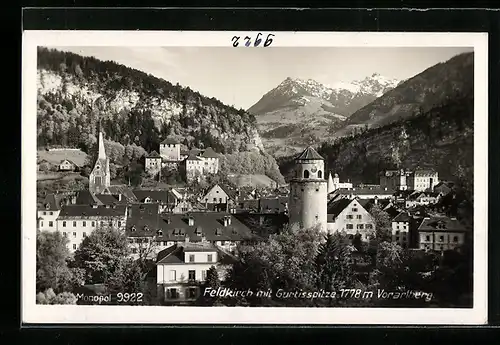 AK Feldkirch, Stadtansicht mit Gurtisspitze