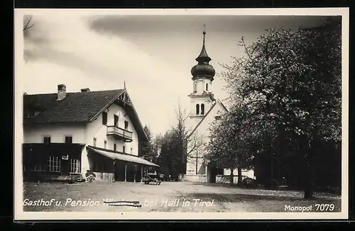 AK Windegg b. Hall, Gasthof und Pension Windegg an der Kirche