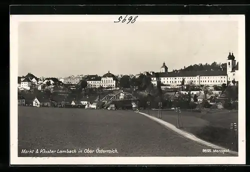 AK Lambach, Ortsansicht mit Kloster