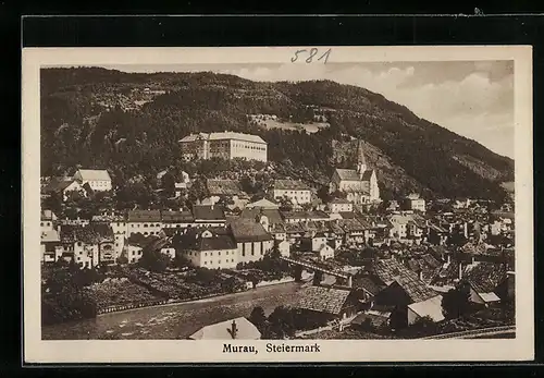 AK Murau, Stadtblick mit Flusslauf