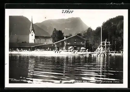 AK Walchsee b. Kufstein, Wasserpartie mit Kirchenansicht