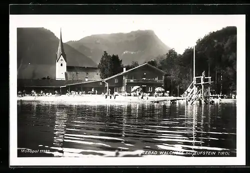 AK Walchsee b. Kufstein, Wasserpartie mit Kirchenansicht