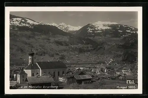 AK Schruns im Montafon, Panorama mit Bergblick