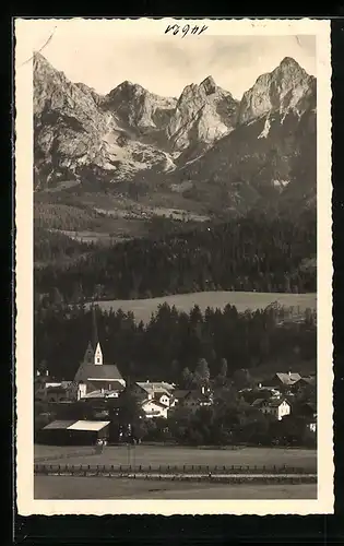 AK Dorfwerfen, Ortsansicht mit Tennergebirge