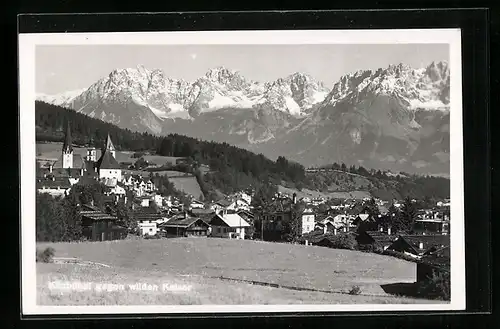 AK Kitzbühel, Ortsansicht mit wilden Kaiser