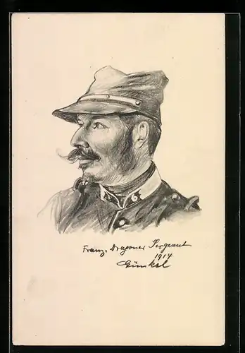 Künstler-AK Franz. Dragoner Sergeant, Kriegsgefangene
