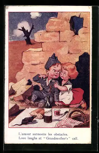 AK Love laughs at Grandmother`s call, Kinder Kriegspropaganda