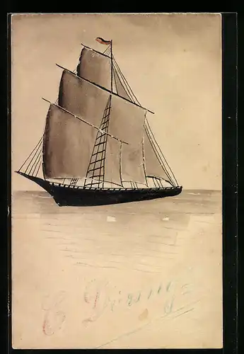 Papierkunst-AK Segelschiff, C. Döring