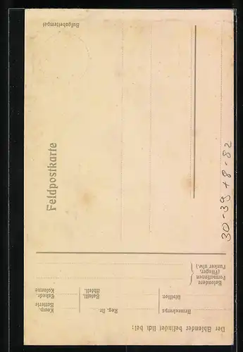 AK Peronne, bayrische Feldküche im Ort