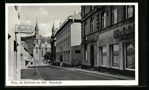 AK Prüm, Hahnstrasse mit Blick zur Kirche