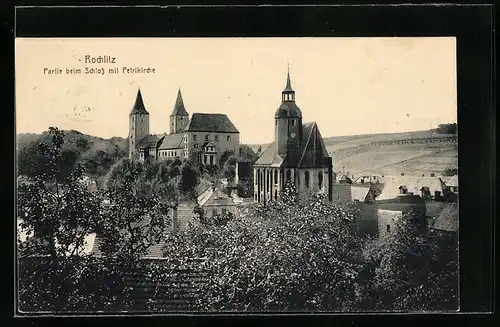 AK Rochlitz, Partie beim Schloss mit Petrikirche