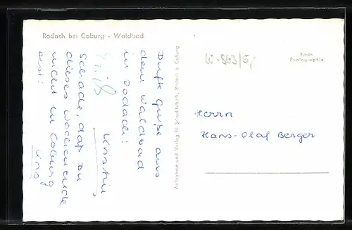 AK Rodach b. Coburg, Waldbad mit Badegästen