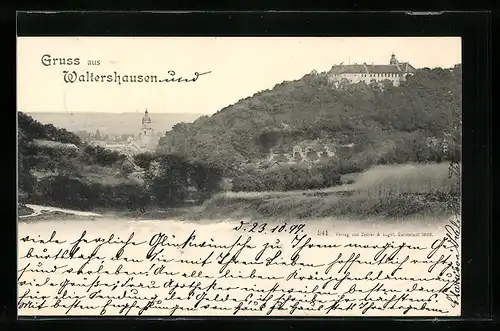 AK Waltershausen, Blick zur Kirche und Schloss