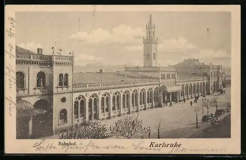 AK Karlsruhe, Ansicht vom Bahnhof