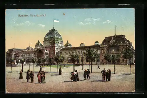 AK Nürnberg, Hauptbahnhof mit Vorplatz