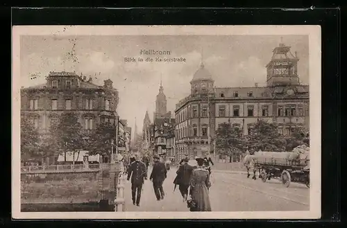 AK Heilbronn, Blick in die Kaiserstrasse mit Passanten