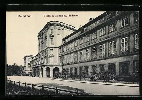 AK Mannheim, Blick auf Schloss, Mittelbau