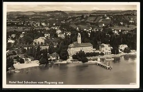 AK Bad Schachen, Hotel vom Flugzeug aus