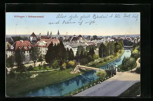 AK Villingen i. Schwarzwald, Ortsansicht mit Brücke